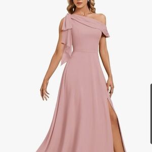 Elegant Pink One-Shoulder Dress